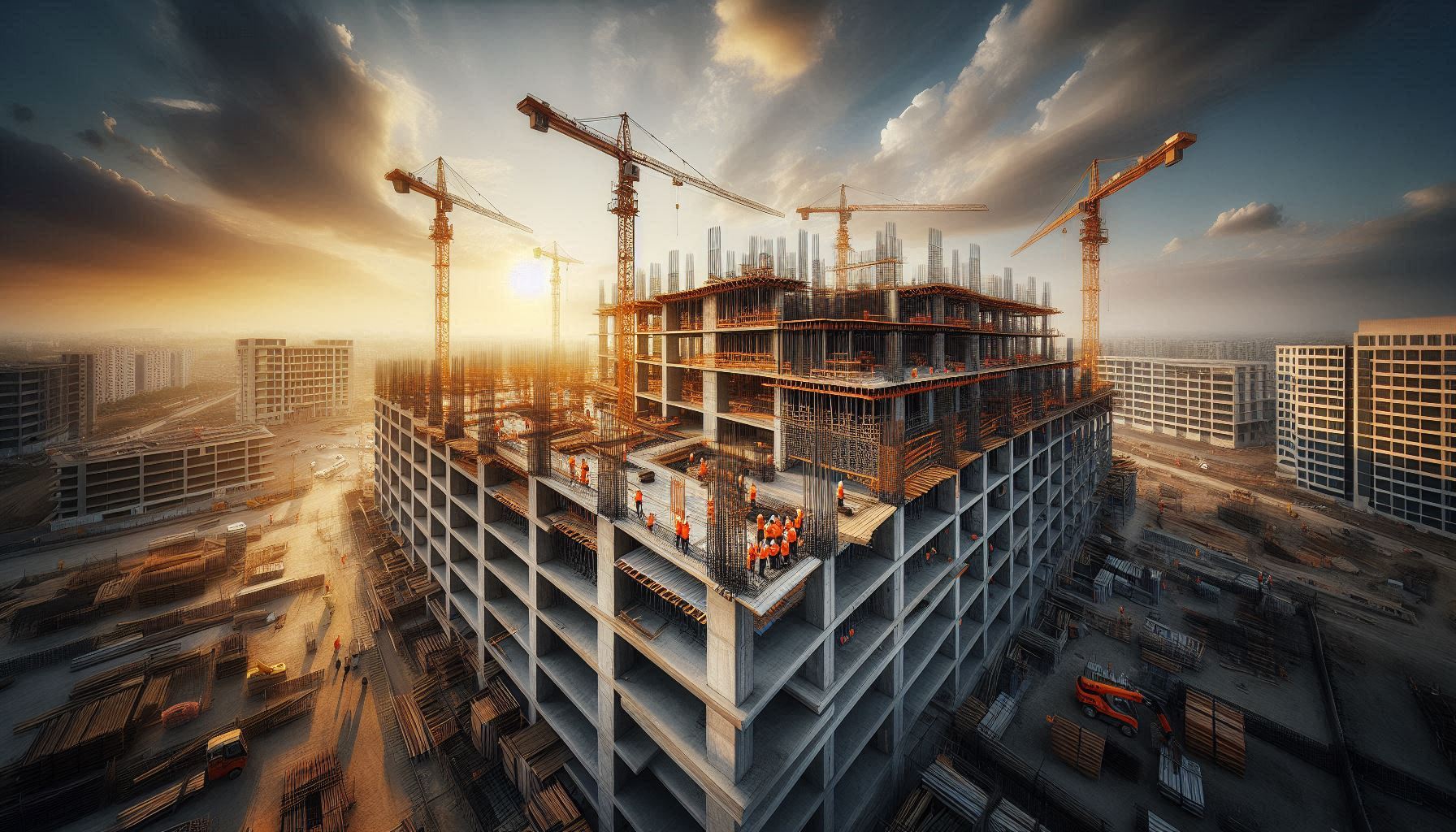 Construction site with cranes